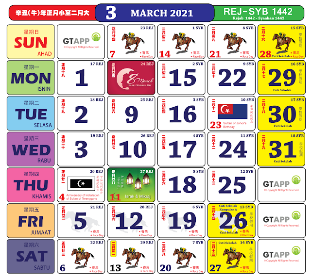 Kalendar kuda disember 2021