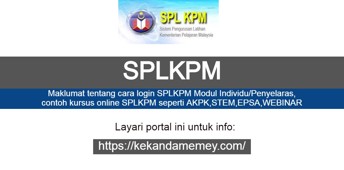 SPLKPM:LOGIN,CARA DAFTAR KURSUS SPLG KPM INDIVIDU & SULDP | KekandaMemey
