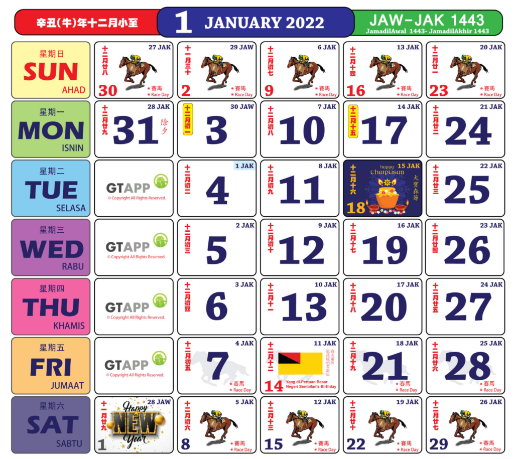 Sembilan 2022 negeri cuti Kalendar Tahun