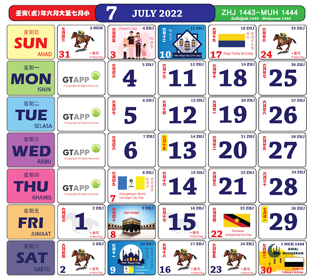 Kalendar kuda januari 2022